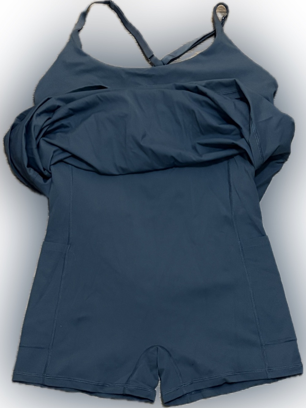 NWOT Strappy Athletic Dress with Built In Bra $ Shorts Teal Work Out